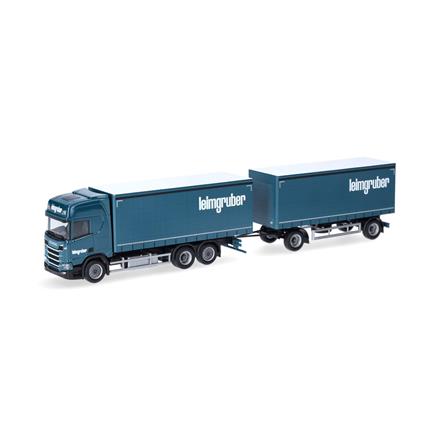 Herpa 958769 Scania CR20 HD Gardinenplanen-Hängerzug "Leimgruber", Schweiz - H0 (1:87)
