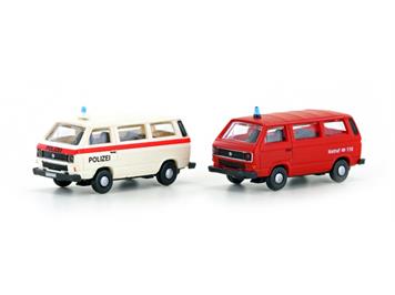 Hobbytrain Minis 4335 2tlg. Set VW T3 Polizei und Feuerwehr CH, N (1:160)