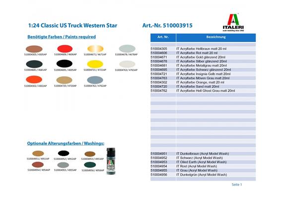 Italeri 3915 Classic US Truck Western Star - Massstab 1:24 | Bild 6