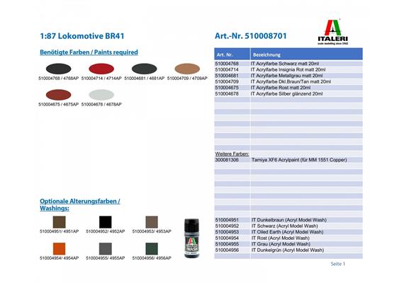 Italeri 8701 Lokomotive BR41, Bausatz - Massstab 1:87 (H0) | Bild 6