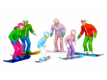 Jägerndorfer 54300 6 sitzende Winterfiguren mit Snowboards 1:32
