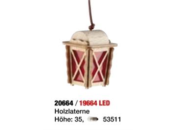Kahlert 19664 LED-Holzlaterne, rotes Glas, 3,5 cm