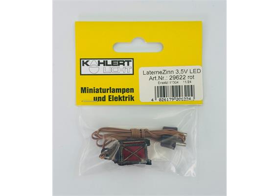 Kahlert 29622 LED-Laterne Zinn, rotes Glas, 2 cm