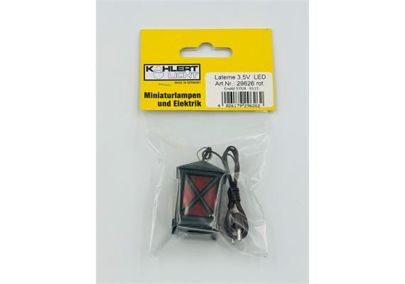 Kahlert 29626 LED-Laterne aus Kunststoff, rotes Glas, 4 cm