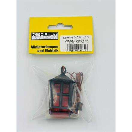 Kahlert 29631 LED-Krippenlaterne aus Kunststoff, rotes Glas, 4,5 cm