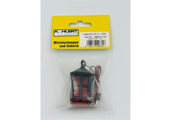 Kahlert 29631 LED-Krippenlaterne aus Kunststoff, rotes Glas, 4,5 cm