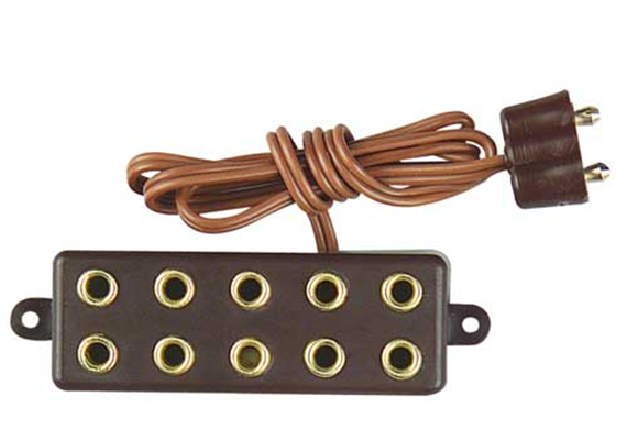 Kahlert 69460 Verteilerleiste mit Stecker für Trafo, 5 Steckplätzen, braun