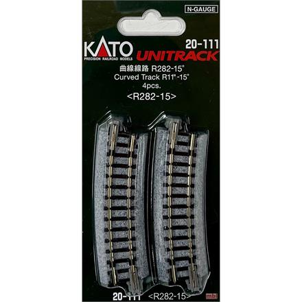 Kato 20-111 Gleis gebogen R282-15°, 4 Stück - N (1:160)