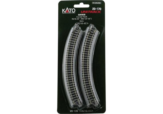Kato 20-170 Gleis gebogen R216-45, 4 Stück - N (1:160) | Bild 1