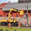 Kibri 14991 Zweiwege UNIMOG GleisBau mit Arbeitskran und Korb, H0 (1:87) | Bild 1