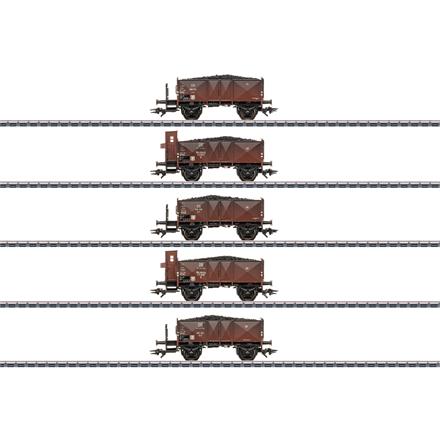Märklin 46047 Kohlewagen-Set 5-teilig, kurze Hochbordwagen der Bauart O11 der DB - H0