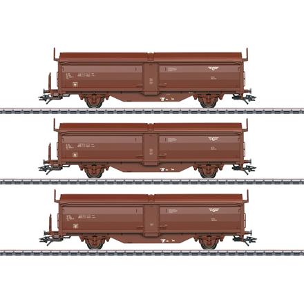 Märklin 47302 3 zweiachsige Schiebedach-/Schiebewandwagen der NSB - H0 (1:87)