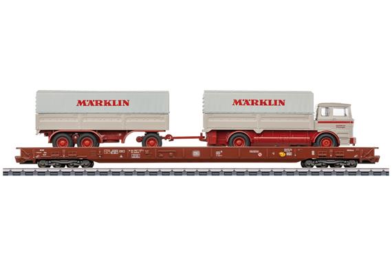 Märklin 47412 Niederflurwagen Saadkms 690 DB mit Lastwagen und Anhänger RoLa - H0 (1:87) | Bild 1
