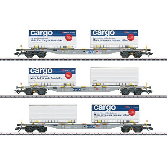 Märklin 47463 Drei 4-achsige Containertragwagen Bauart Sgnss der SBB Cargo AG - H0 (1:87)