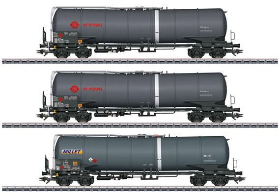 Märklin 47551 Kesselwagen-Set Zacns 3-teilig, Privatwagen der Ermewa SA & Millet SAS - H0
