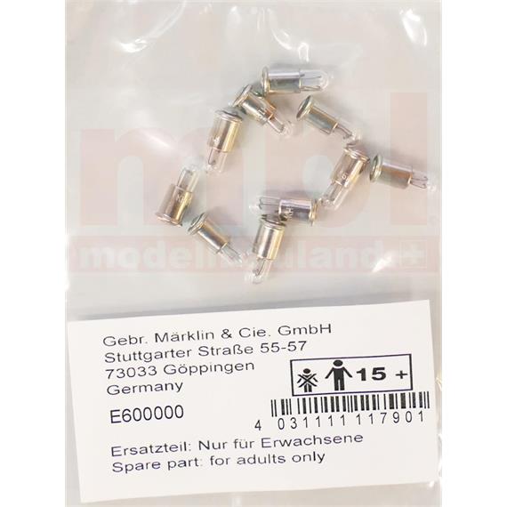Märklin E600000 Glühlampe hell, 19V Stecksockel, 10 Stück - H0 (1:87)