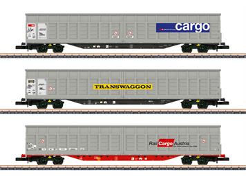 Märklin 82418 3 Schiebewandwagen-Set, SBB Cargo-Transwaggon Zug (CH)-Rail Cargo Austria, Z