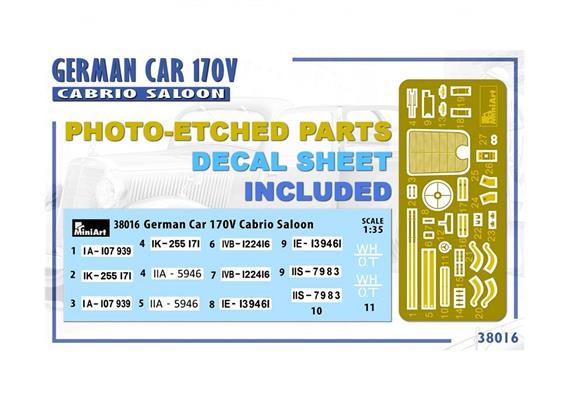 MiniArt 38016 Dt. PKW Typ 170V Cabrio - Massstab 1:35 | Bild 5