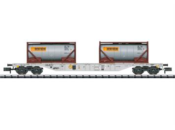 Minitrix 18490 Containertragwagen der Bauart Sgns der HUPAC S.A. "Bertschi", N (1:160)