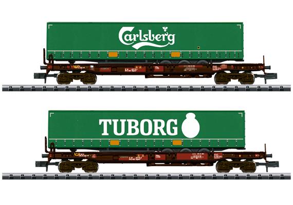 Minitrix 18718 zweierTaschenwagen-Set Sdgmns 33 Carlsberg und Tuborg - N (1:160)