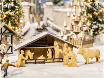 Noch 14394 Laser-Cut Weihnachtsmarkt-Krippe mit Figuren - H0 (1:87)