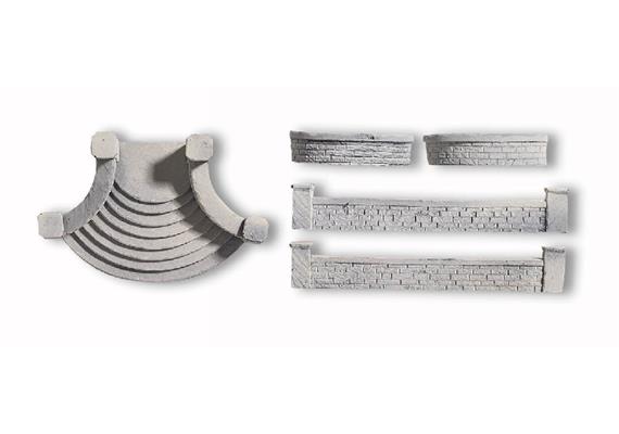 NOCH Villenmauer-Set mit Treppe, und Rundbögen, 5 Teile Spur H0 | Bild 2