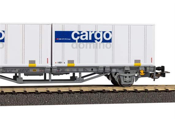 PIKO 58732 CH-AAE Containertragwagen bel. mit 2 20' Container Cargo Domino Ep. V - H0 | Bild 2