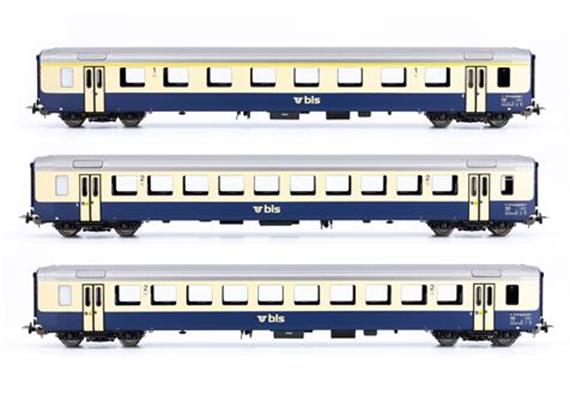 PIKO 96793 BLS Personenwagenset EWI 1 x A, 2 x B, AS-türen, Omegalogo, 3teilig, DC, H0 | Bild 1