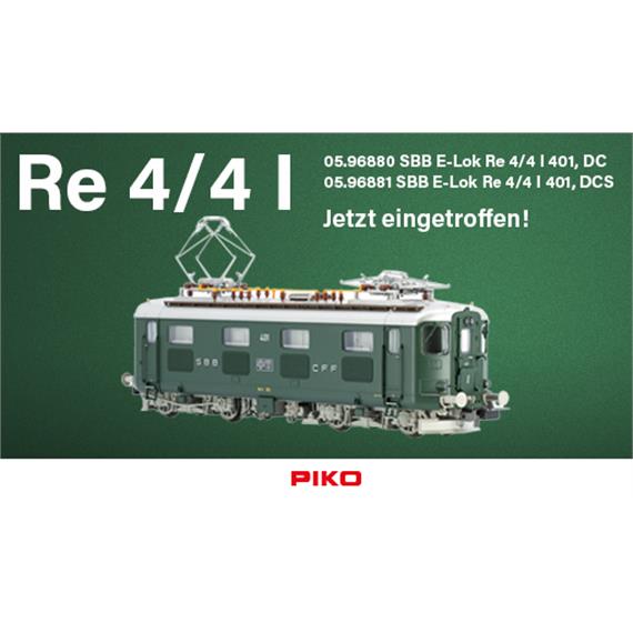 PIKO 96881 SBB E-Lok Re 4/4 I 1.Serie 401 grün Ursprung,DCS Ep III, H0 (1:87)