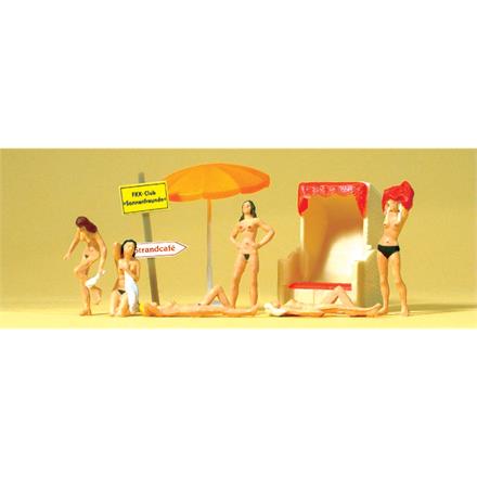Preiser 10107 Badende am FKK-Strand mit Strandkorb als Bausatz - H0 (1:87)