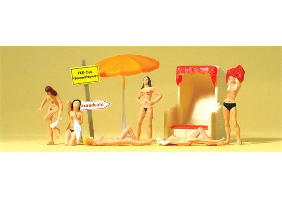 Preiser 10107 Badende am FKK-Strand mit Strandkorb als Bausatz - H0 (1:87)