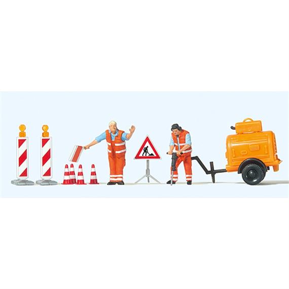 Preiser 10754 Strassenbauarbeiter mit Kompressor - H0 (1:87) Preiser 10754 Strassenbauarbeiter mit Kompressor - H0 (1:87)