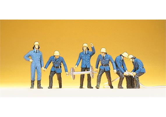 Preiser 14204 Feuerwehrmänner mit Schläuchen und Schlauchtrommel - H0 (1:87)
