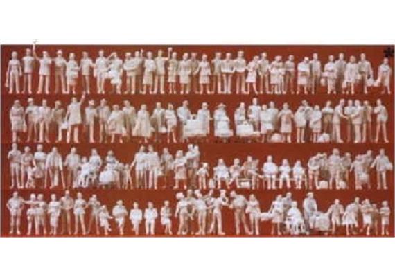 Preiser 16352 am Bahnhof, 120 unbemalte Figuren stehend und sitzend