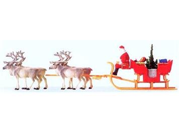 Preiser 30399 Weihnachtsschlitten mit vier Rentieren - H0 (1:87)