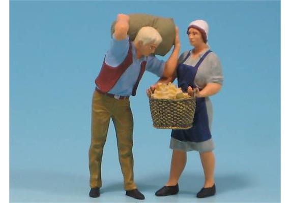 Preiser Bäuerin mit Korb und Bauer 1.22.5