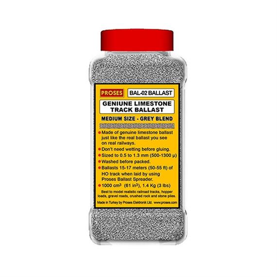 Proses PBAL-02 1 Kg echter Kalkstein-Schotter H0 (Mittelgrau)