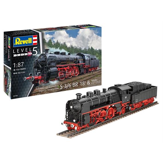 Revell 02168 Schnellzuglokomotive S3/6 BR18 mit Tender , Bausatz - H0 1:87
