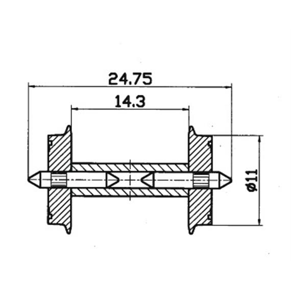Roco 40192 DC-NEM-Normradsatz, Raddurchmesser: 11 mm, Achslänge: 24,75 mm, 2 Stk. - H0