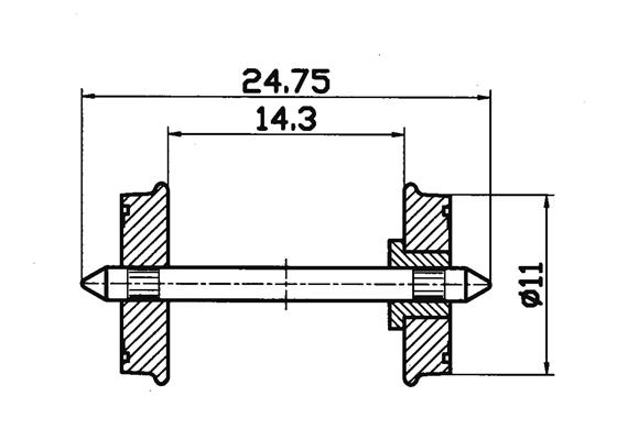 Roco 40264 DC-Radsatz RP25 einseitig isoliert 11 mm, 2 Stück - H0 (1:87)