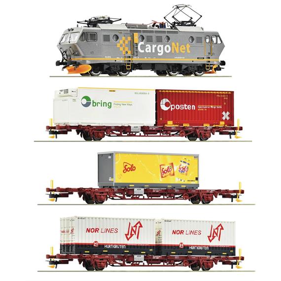 Roco 61487 4-tlg. Set: E-Lok EL 16 mit Güterzug, CargoNet, DC 2L, digital mit Sound - H0