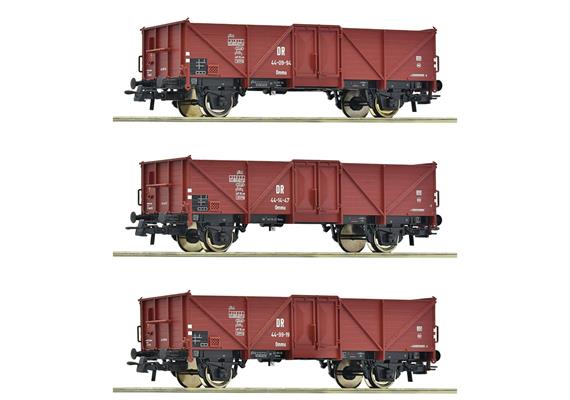Roco 6600115 3-tlg. Set: Offene Güterwagen, DR - H0 (1:87)