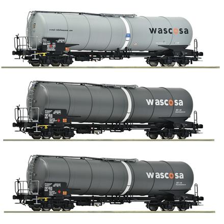 Roco 6600143 3-tlg. Set: Kesselwagen Gattung Zacns, von Wascosa und GATX - H0 (1:87)
