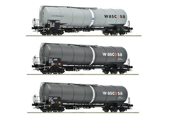 Roco 6600143 3-tlg. Set: Kesselwagen Gattung Zacns, von Wascosa und GATX - H0 (1:87)