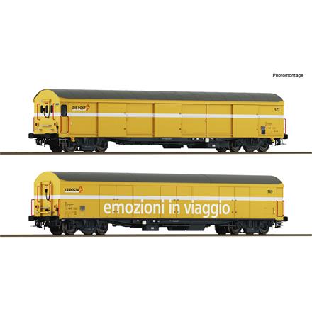 Roco 6600243 2-tlg. Set: Paket-Postwagen, Wascosa "Die Post", CH - H0 (1:87)