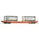 Roco 6600275 Taschenwagen T5, Wascosa, 2 Tankcontainern der Spedition NewPort - H0