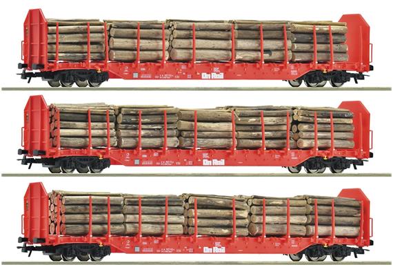 Roco 6600318 3-tlg. Set Rungenwagen, Gattung Rnoos, der OnRail GmbH - H0 (1:87)