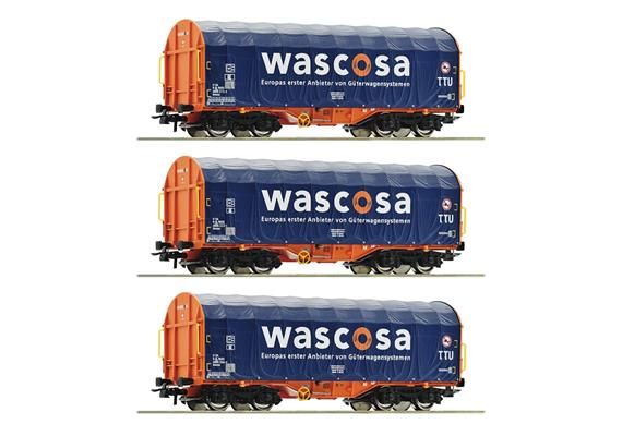 Roco 76009 3-tlg. Set: Schiebeplanenwagen, Wascosa - H0 (1:87)