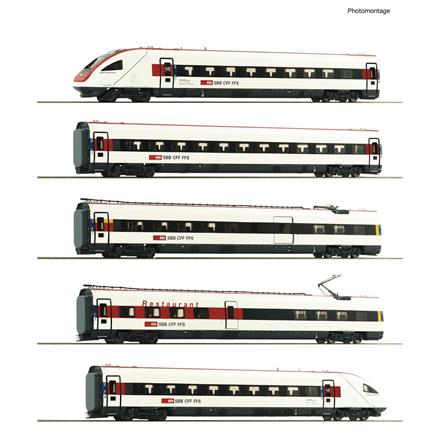 Roco 7700036 SBB 5-tlg. Set: Elektrischer Triebzug ICN RABDe, DC 2L, analog - H0 (1:87)
