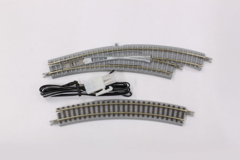 rechts R220//195-30/° und Gleis gebogen R195-30/° Rokuhan 97027 Bogenweiche Bettung angeschnitten